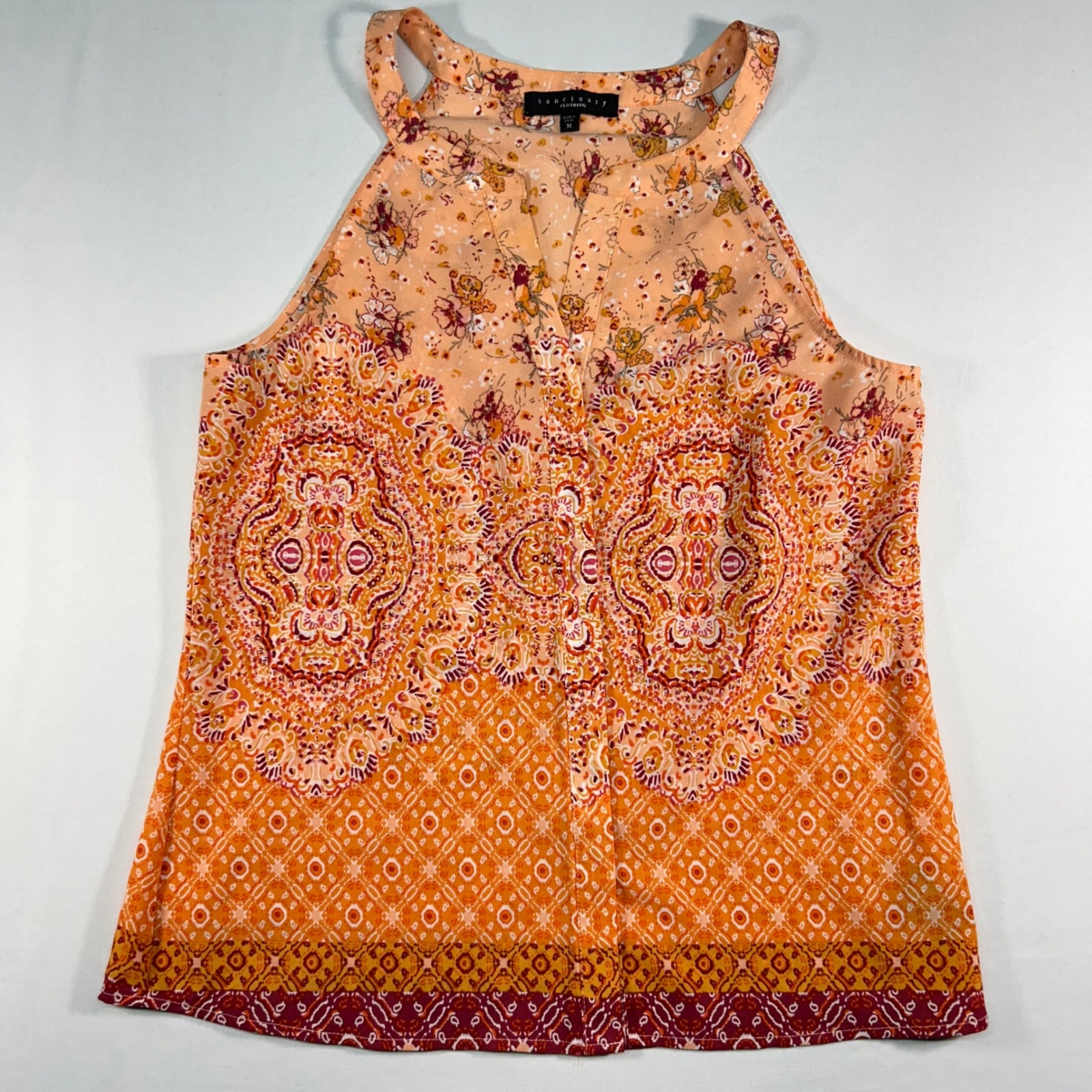 Sanctuary Clothing Womens Orange Floral Medallion Halter Tank Top Xb0352h9164 M